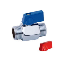 Мини кран для воды хромированный 1/2" ш/ш (красные + синие ручки)