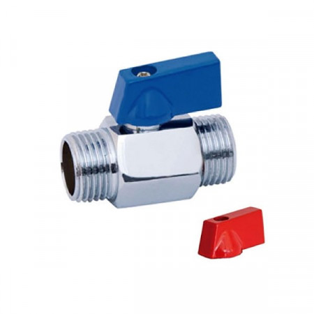 Мини кран для воды хромированный 1/2" ш/ш (красные + синие ручки) Мини кран для воды хромированный 1/2" ш/ш (красные + синие ручки)