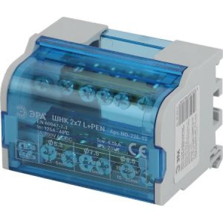 Шины на DIN-рейку ЭРА NO22413 в корпусе ШНК 2х7 L+PEN Шины на DIN-рейку ЭРА NO22413 в корпусе ШНК 2х7 L+PEN