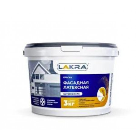Краска Фасадная Латексная Белоснежная "ЛАКРА" 3 кг