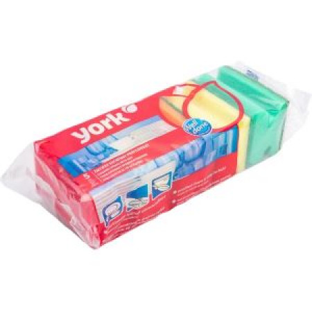 Губки для посуды York, профилированные, 5 шт (216093)