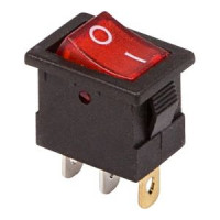 Клавишный выключатель REXANT 12v 15а (3с) on-off красный с подсветкой mini 36-2170
