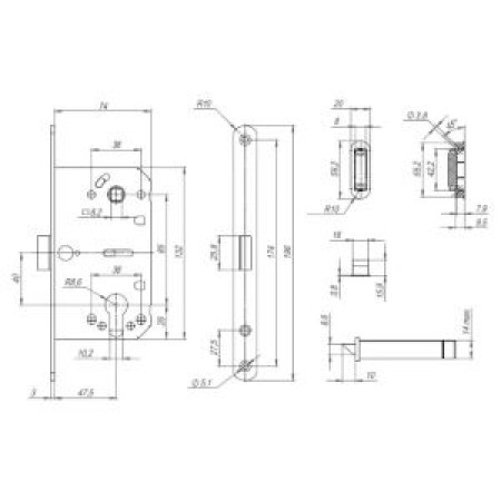 Корпус замка ML85-50 BL (черный) (PUNTO) Корпус замка ML85-50 BL (черный) (PUNTO)