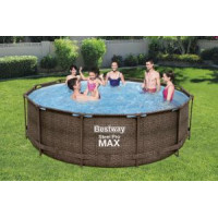 Bestway 56709 BW Каркасный бассейн Steel Pro Max 366х100см "Ротанг" 9150л, фил.-насос 2006л/ч, лест.