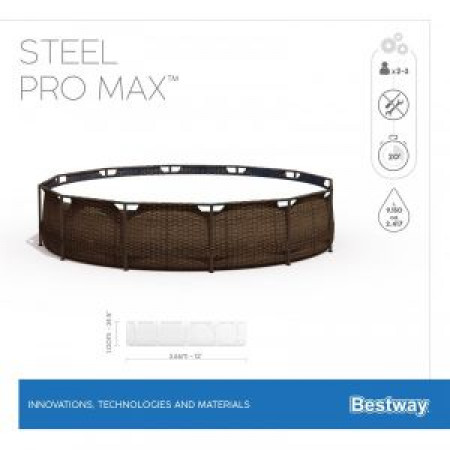 Bestway 56709 BW Каркасный бассейн Steel Pro Max 366х100см "Ротанг" 9150л, фил.-насос 2006л/ч, лест. Bestway 56709 BW Каркасный бассейн Steel Pro Max 366х100см "Ротанг" 9150л, фил.-насос 2006л/ч, лест.