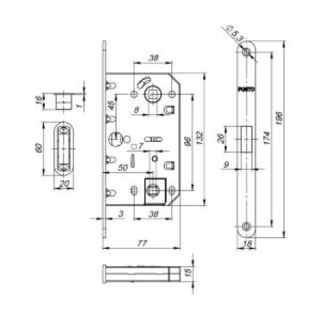 Защелка врез. магнит. ML96WC-50/BL ABG (бронза) блистер (PUNTO)