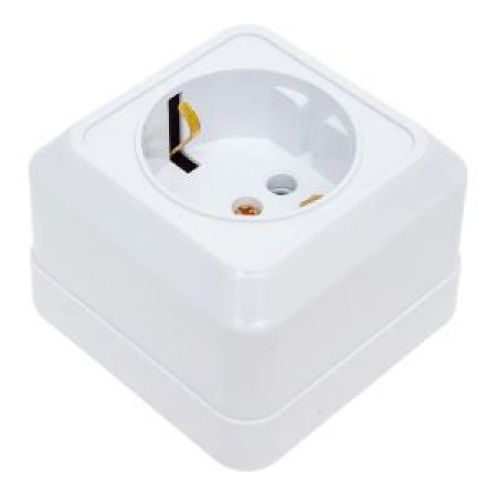 Розетка Intro Quadro 2-202-01 с заземлением 2P+E Schuko, 16А-250В, IP20, ОУ, белый Розетка Intro Quadro 2-202-01 с заземлением 2P+E Schuko, 16А-250В, IP20, ОУ, белый