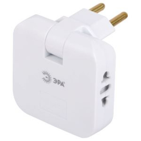 Разветвитель электрический ЭРА SPF-2-FL-USBC поворотный на 2 розетки + 2USB A+C 10А белый