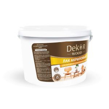Лак акриловый DEKOR WOOD матовый 0,8 кг для нар. и внут. работ Лак акриловый DEKOR WOOD матовый 0,8 кг для нар. и внут. работ