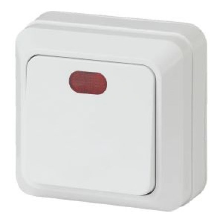 Выключатель Intro Quadro 2-102-01 однокл. с подсветкой, Белый 10А-250В, IP20, ОУ, Выключатель Intro Quadro 2-102-01 однокл. с подсветкой, Белый 10А-250В, IP20, ОУ,