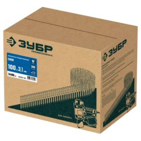 Барабанные гвозди ЗУБР CNW рифленые 100x3.1 мм, 2400 шт Барабанные гвозди ЗУБР CNW рифленые 100x3.1 мм, 2400 шт