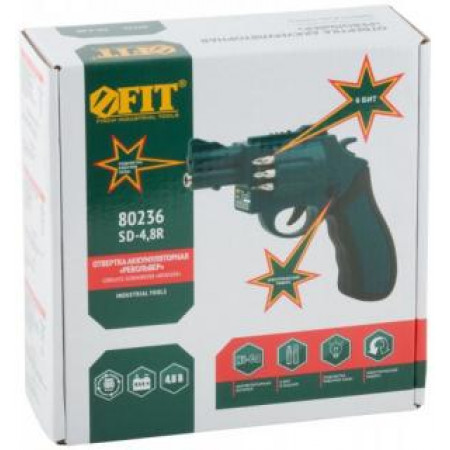 Отвертка Акк. 4,8 В; 180 об/мин; 3 Нм; 1 (Ni-Cd) 0,6 Ач; 3-5 ч.; 0,6 кг; рез. накл.; подсвет.; индик.; держ.бит; кор. FI