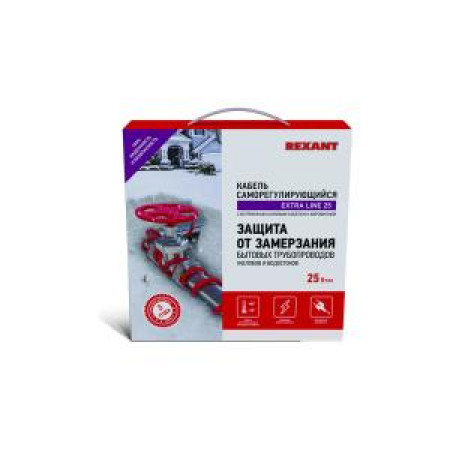 Саморегулирующийся греющий кабель REXANT Extra Line 25MSR-PB, 20м/500Вт 51-0647
