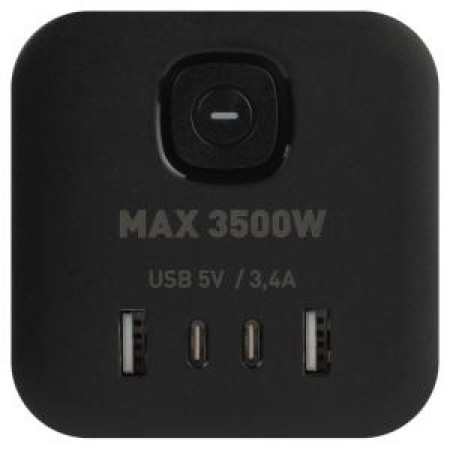 Удлинитель электрический ЭРА CUBE-3es-1,5m-4USB-B куб с заземл. с выкл. 3 роз.+4xUSBA+C 1,5м 16А черн.