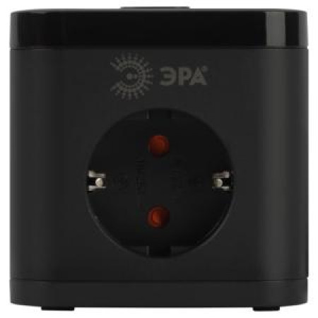 Удлинитель электрический ЭРА CUBE-3es-1,5m-4USB-B куб с заземл. с выкл. 3 роз.+4xUSBA+C 1,5м 16А черн.
