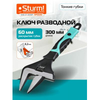 Разводной ключ 1045-27-300SP  Sturm! с тонкими губками, 300 мм, зев 60мм, фосфатированный,