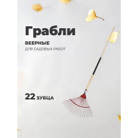Грабли веерные, 22 зуб, оцинк. МОДЕРН, проволочные, окраш./оцин. черенок дерев.