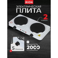 Плита электрическая Rion, 2000 Вт, 2 конф. диск, эмаль, белая