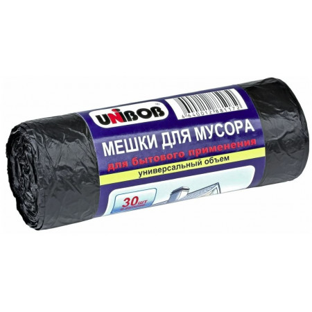 Мешки для мусора UNIBOB для бытового применения 60 л, 30 шт., черный