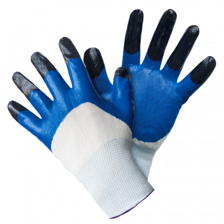 Перчатки нейлоновые с двойным нитриловым покрытием GLOVES