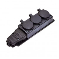 NE-AD колодка ОУ тройная 3 гн. с загл. каучук 2P+PE 1x16A 220-240V IP44 4004
