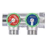 Коллектор 2 отвода вентильный 1" * 3/4" евроконус, регулирующий, Zeissler