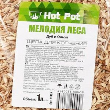 ЩЕПА ДЛЯ КОПЧЕНИЯ (ДУБ + ОЛЬХА) 1 Л "МЕЛОДИЯ ЛЕСА" (1/25) "HOT POT" 61429