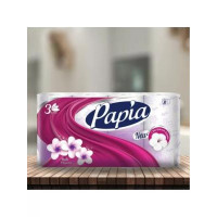 Туалетная бумага Papia, Балийский цветок, 3 слоя, 8 шт, 18.8 м, с втулкой