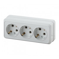 Розетка Intro Quadro 2-206-01 с зазем.трехм. 3х2Р+Е 16А-250В бел.